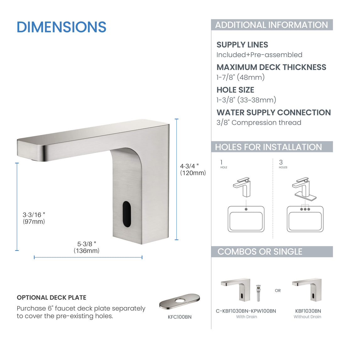 Fusion Touchless Bathroom Faucet with Pop-Up Drain