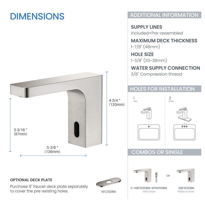 Fusion Touchless Bathroom Faucet with Pop-Up Drain