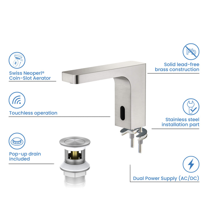 Fusion Touchless Bathroom Faucet with Pop-Up Drain