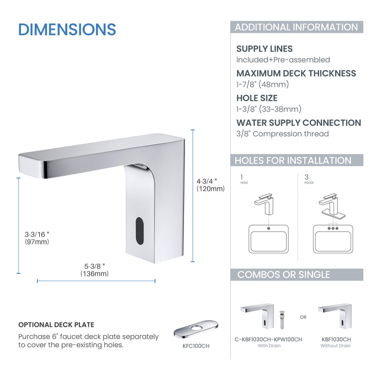 Fusion Touchless Bathroom Faucet with Pop-Up Drain