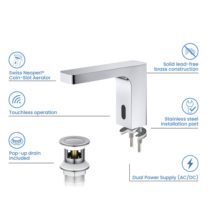 Fusion Touchless Bathroom Faucet with Pop-Up Drain