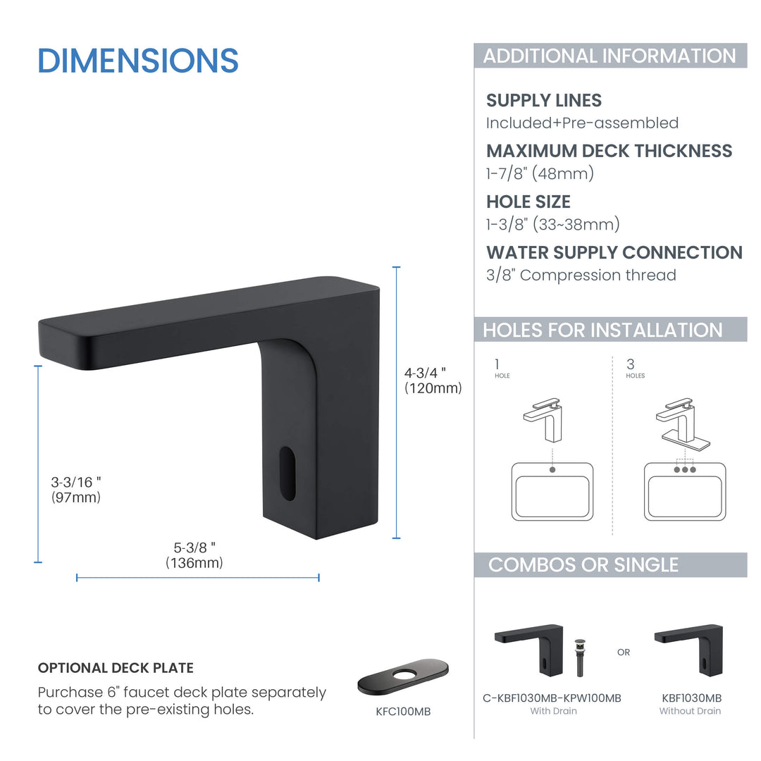 Fusion Touchless Bathroom Faucet with Pop-Up Drain