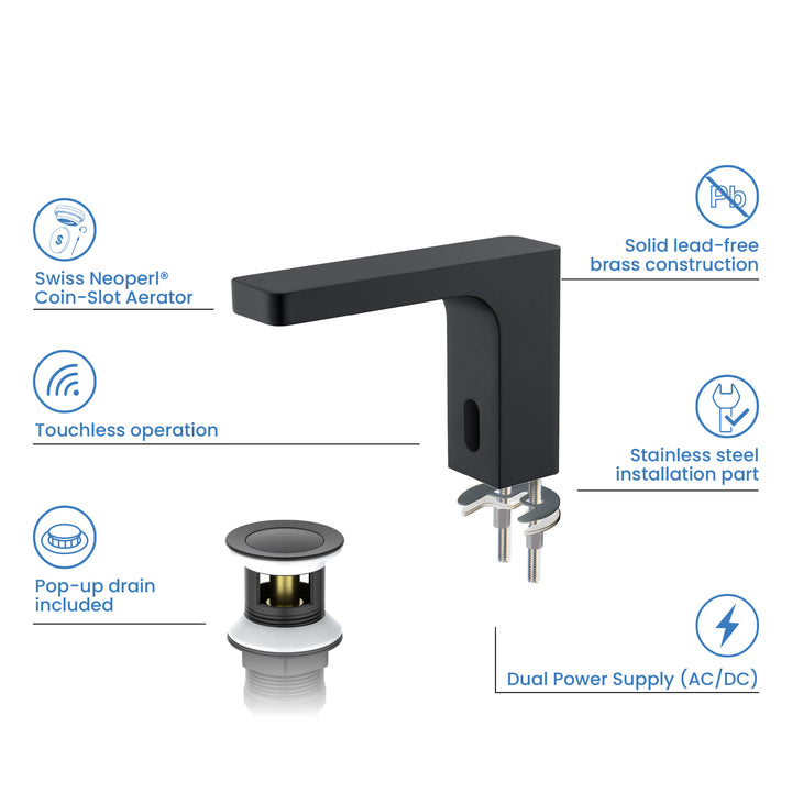 Fusion Touchless Bathroom Faucet with Pop-Up Drain