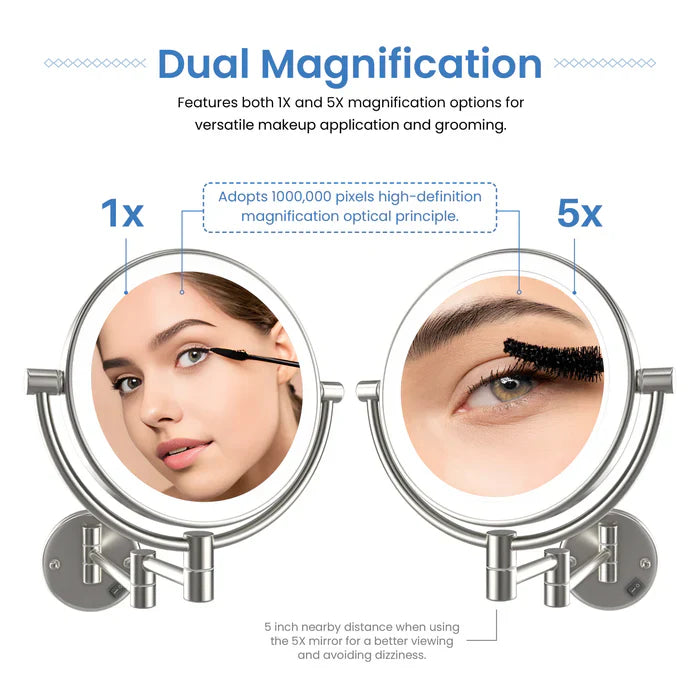 Halo LED Wall-Mount Magnifying Makeup Mirror