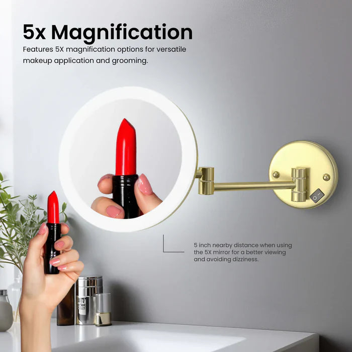 Halo LED Wall-Mount 5x Magnifying Makeup Mirror