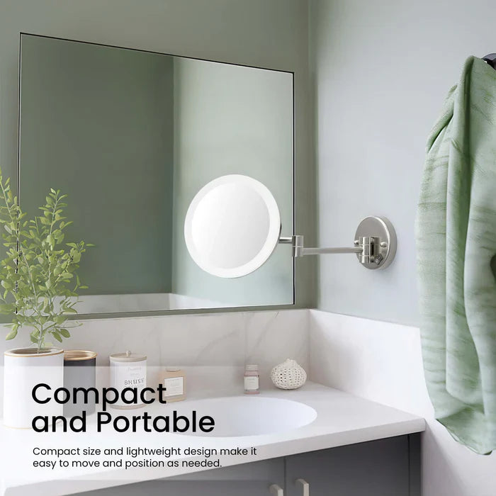 Halo LED Wall-Mount 5x Magnifying Makeup Mirror
