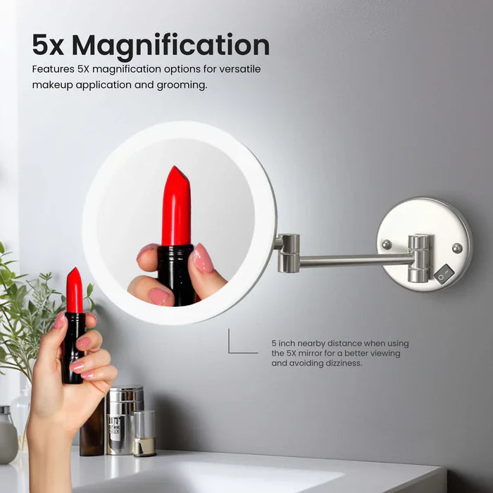 Halo LED Wall-Mount 5x Magnifying Makeup Mirror