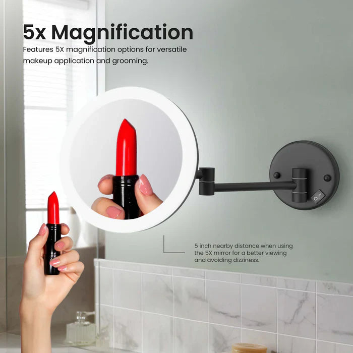 Halo LED Wall-Mount 5x Magnifying Makeup Mirror