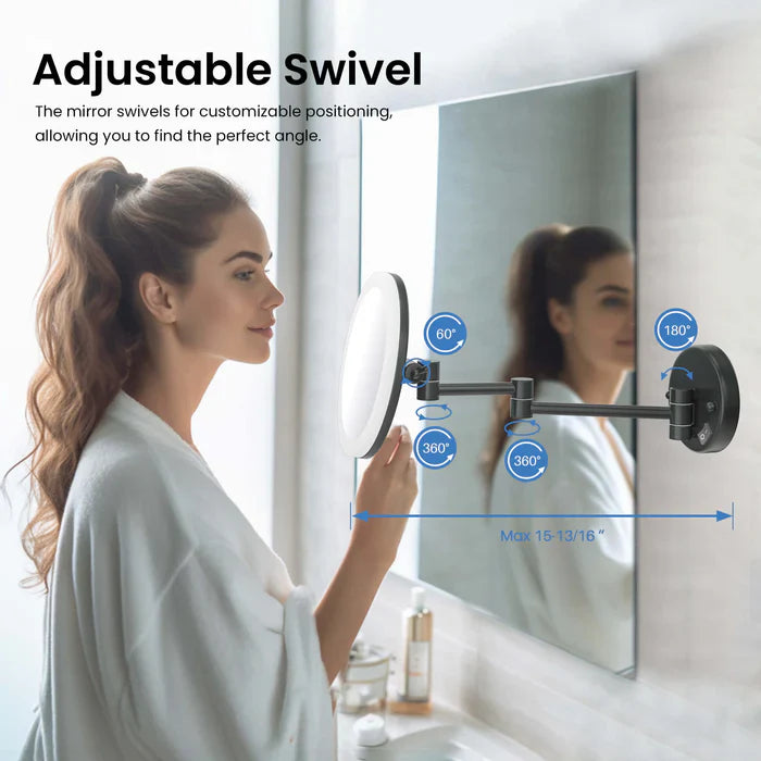 Halo LED Wall-Mount 5x Magnifying Makeup Mirror