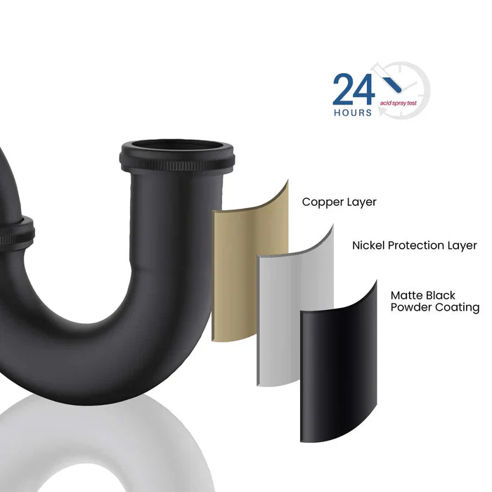 Decorative Bathroom Sink P-Trap in Matte Black