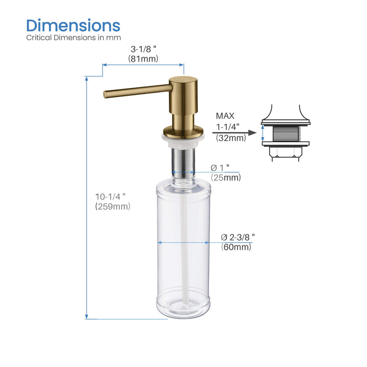 Solid Brass Kitchen Soap Dispenser