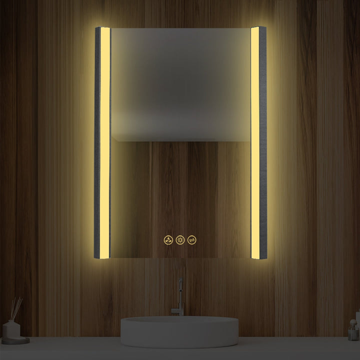 Binary LED Bathroom Mirror, Anti-Fog