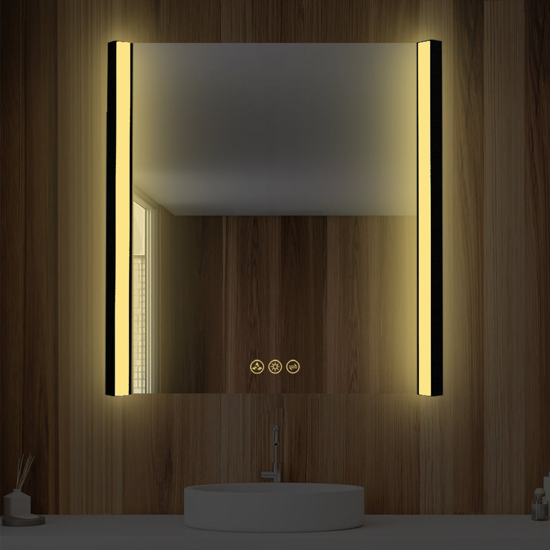 Binary LED Bathroom Mirror, Anti-Fog
