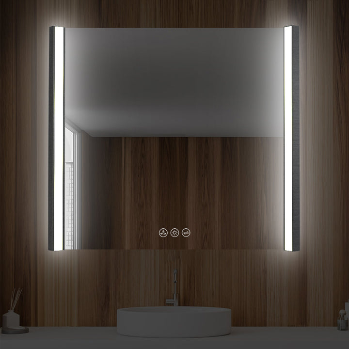 Binary LED Bathroom Mirror, Anti-Fog