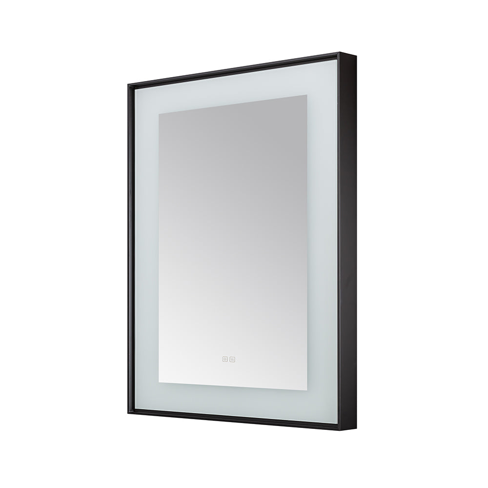 Lexington 30" x 36" LED Bathroom Mirror in Matte Black, Anti-Fog