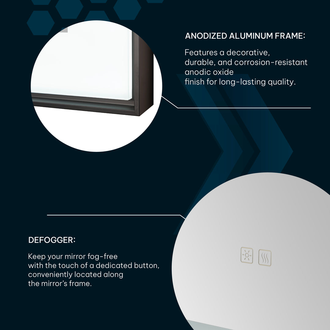 Lexington 24" x 36" LED Bathroom Mirror in Chrome, Anti-Fog