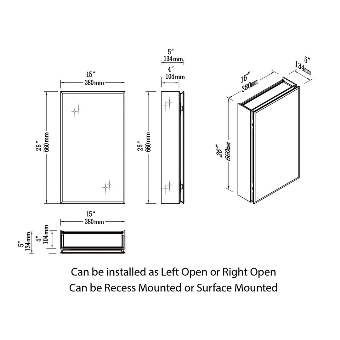 Bevel Recessed or Surface-Mount Aluminum Medicine Cabinet