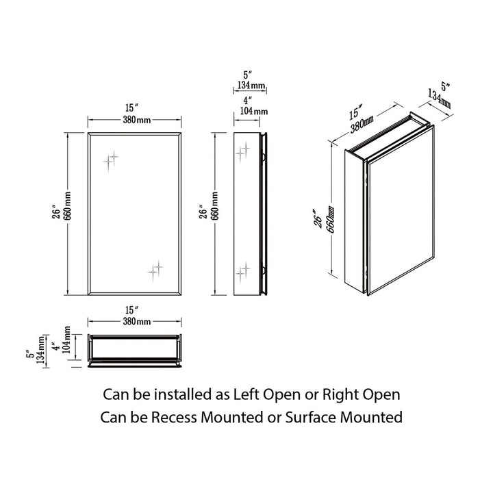 Bevel Recessed or Surface-Mount Aluminum Medicine Cabinet