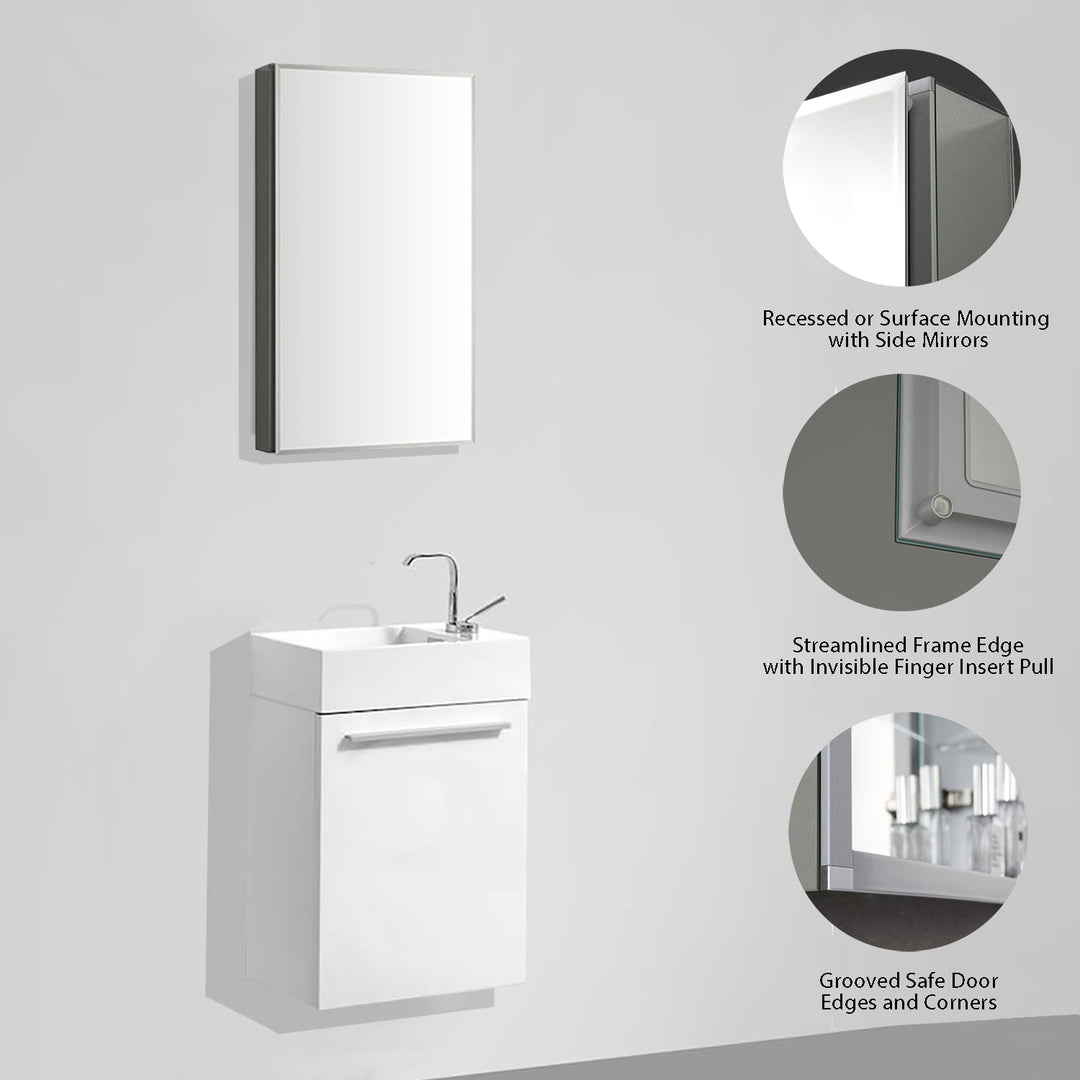 Bevel Recessed or Surface-Mount Aluminum Medicine Cabinet