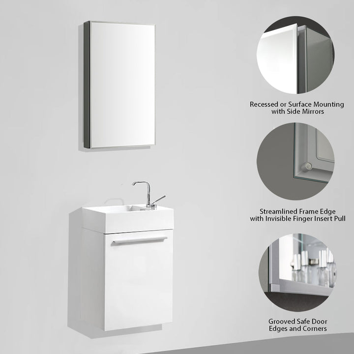 Bevel Recessed or Surface-Mount Aluminum Medicine Cabinet