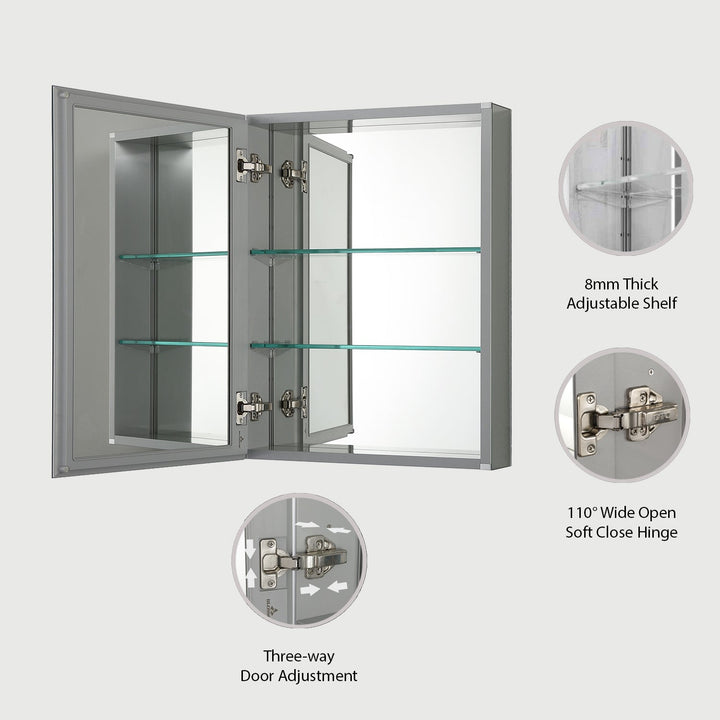 Bevel Recessed or Surface-Mount Aluminum Medicine Cabinet