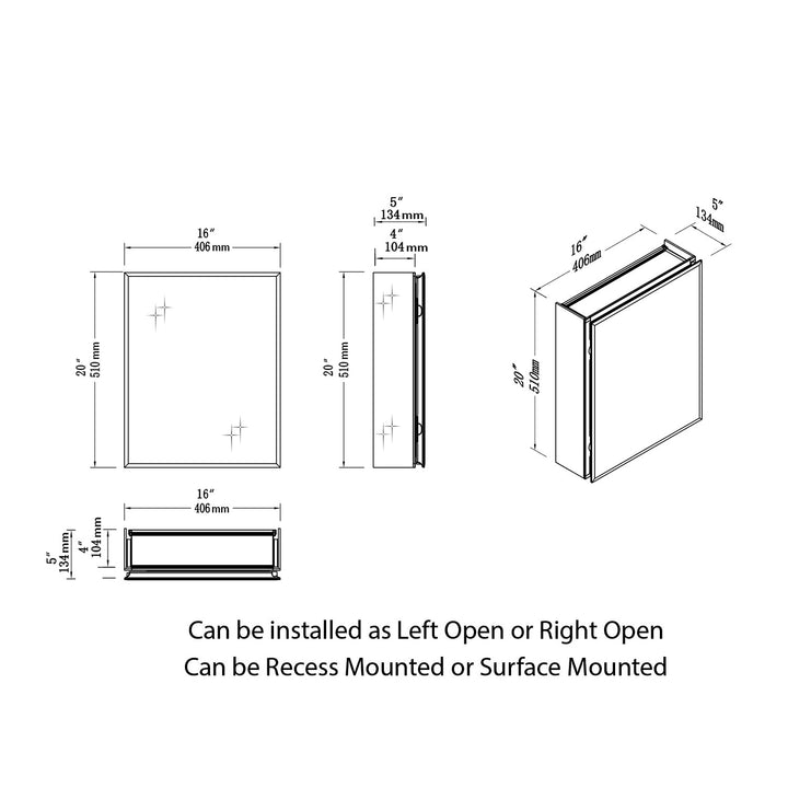 Bevel Recessed or Surface-Mount Aluminum Medicine Cabinet