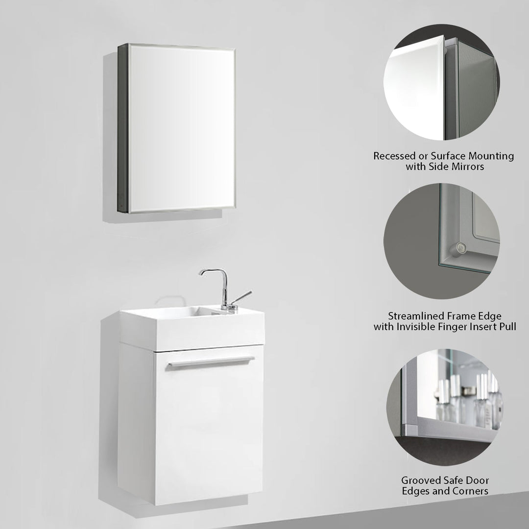 Bevel Recessed or Surface-Mount Aluminum Medicine Cabinet