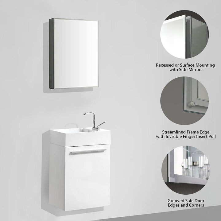 Bevel Recessed or Surface-Mount Aluminum Medicine Cabinet