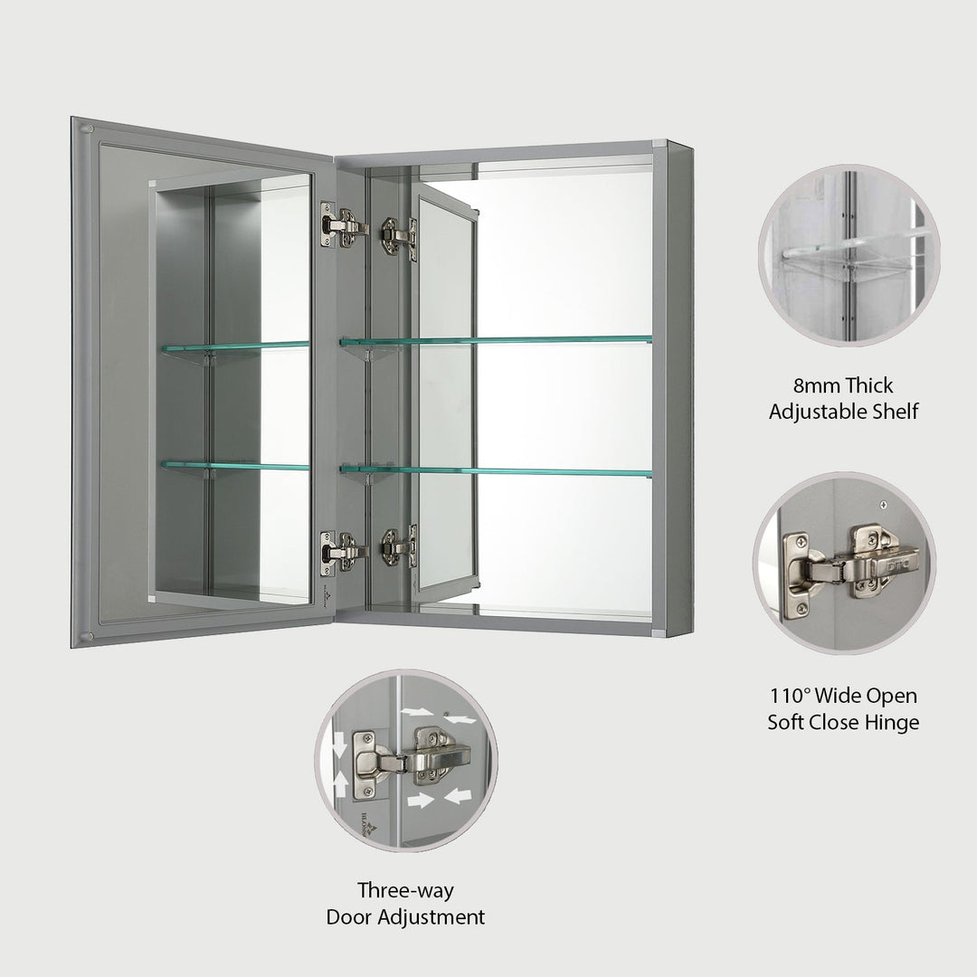 Bevel Recessed or Surface-Mount Aluminum Medicine Cabinet