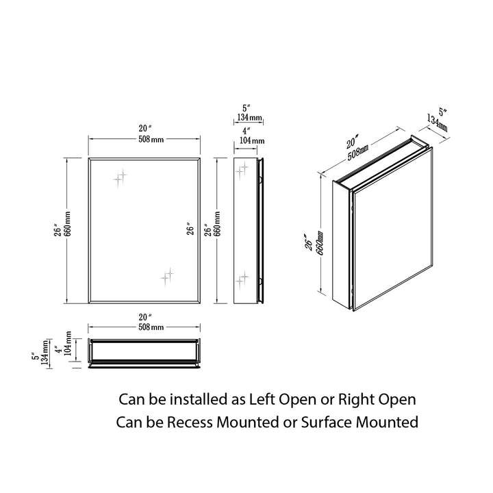 Bevel Recessed or Surface-Mount Aluminum Medicine Cabinet