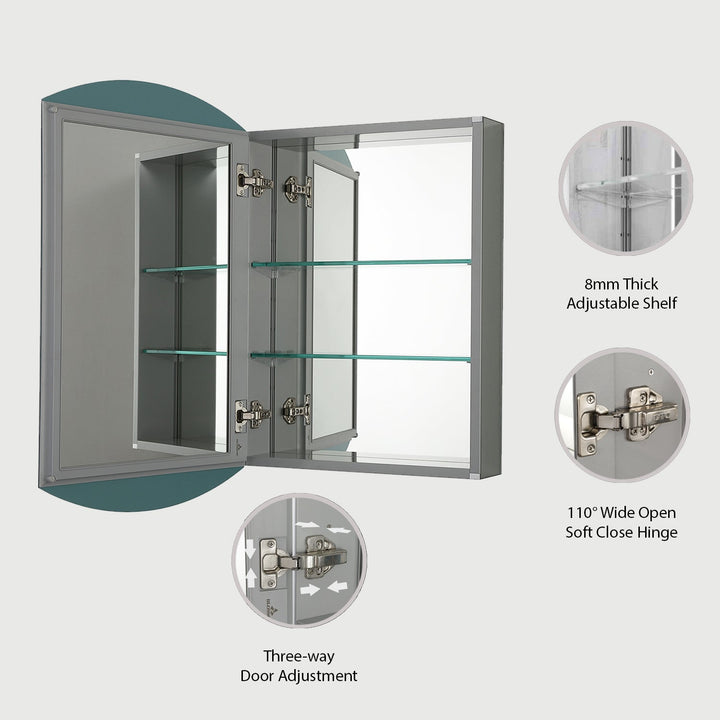 Bevel Recessed or Surface-Mount Aluminum Medicine Cabinet