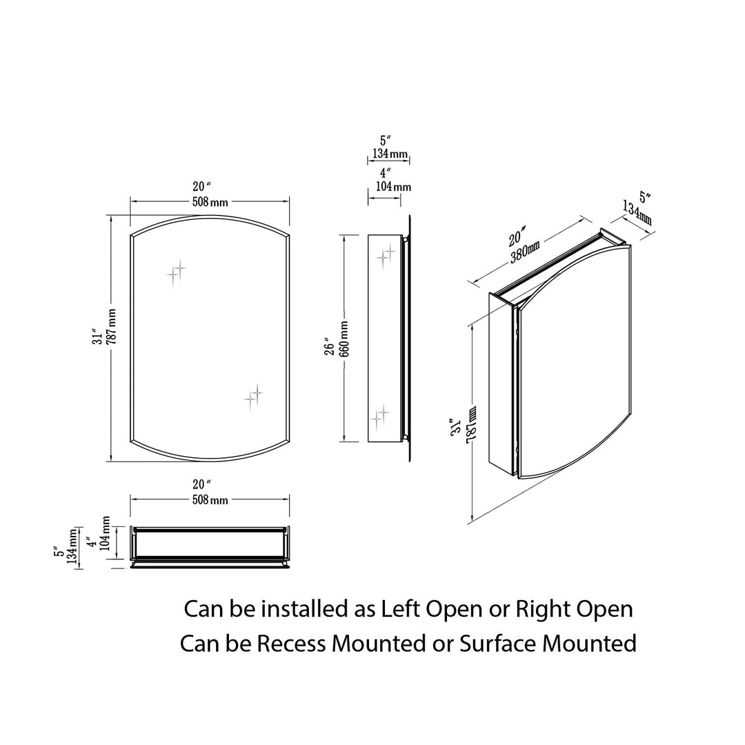 Bevel Recessed or Surface-Mount Aluminum Medicine Cabinet