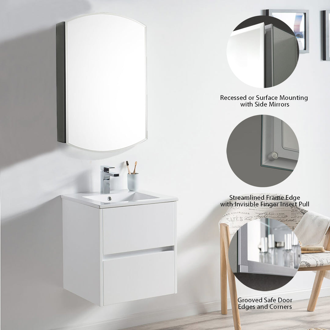 Bevel Recessed or Surface-Mount Aluminum Medicine Cabinet