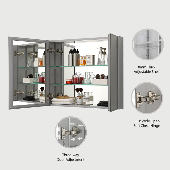 Bevel Recessed or Surface-Mount Aluminum Medicine Cabinet