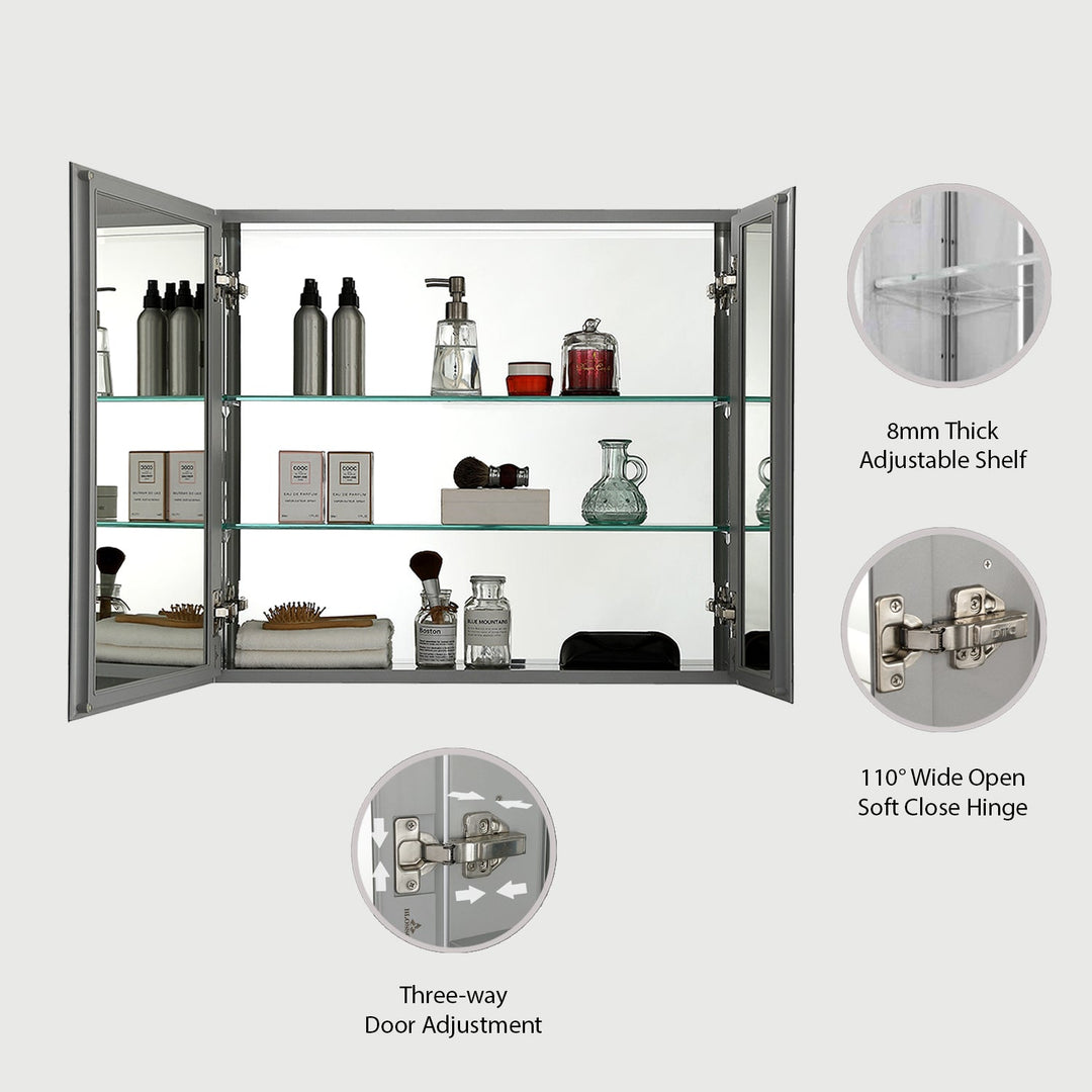 Bevel Recessed or Surface-Mount Aluminum Medicine Cabinet
