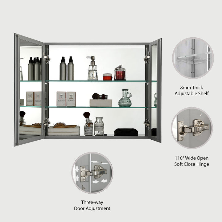 Bevel Recessed or Surface-Mount Aluminum Medicine Cabinet