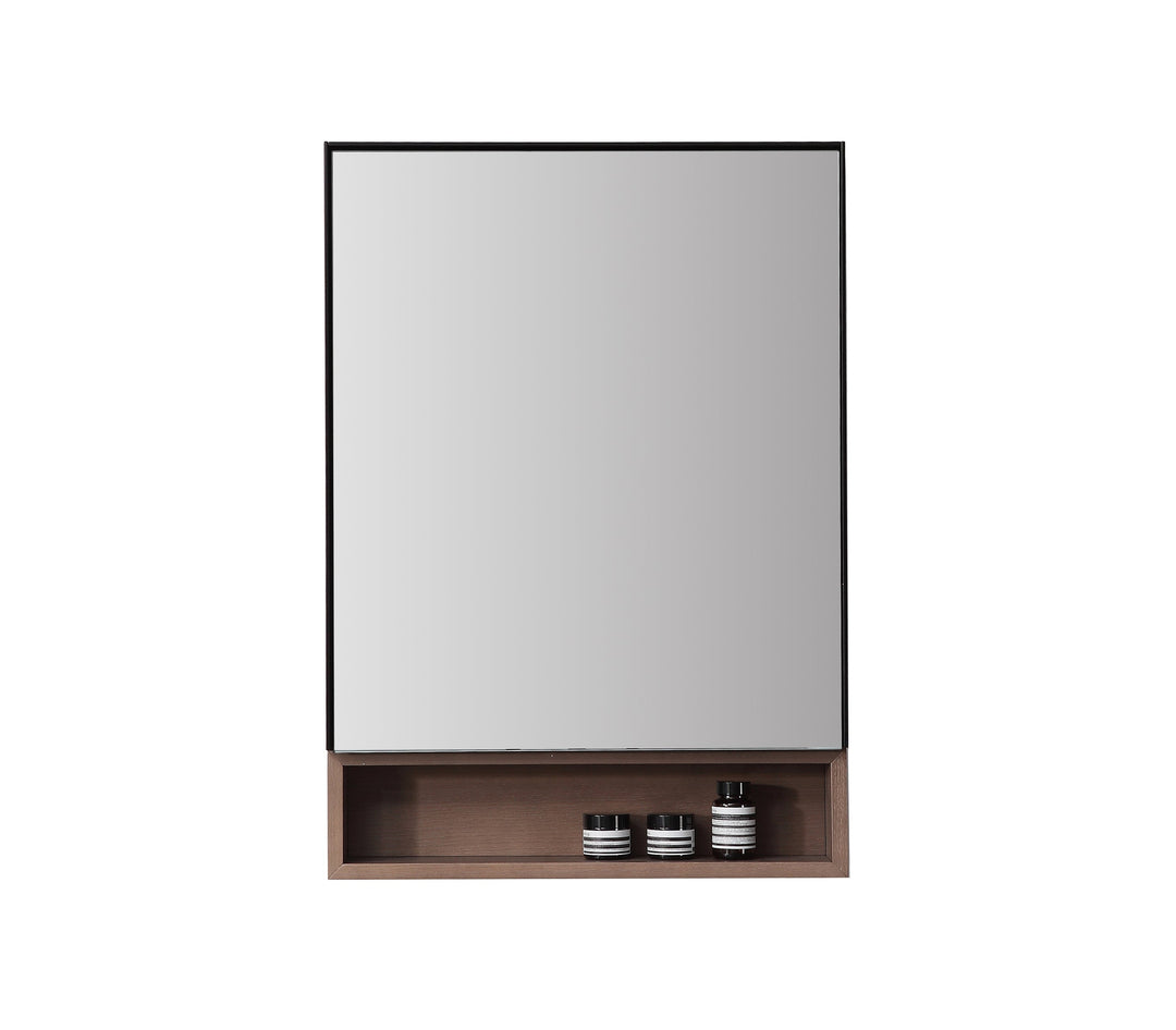 Bergen 24" Medicine Cabinet in Matte Black with Chestnut Oak Wood Shelf | ANVE Kitchen & Bath
