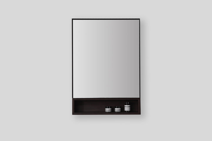 Bergen 24" Medicine Cabinet in Matte Black with Dark Walnut Wood Shelf