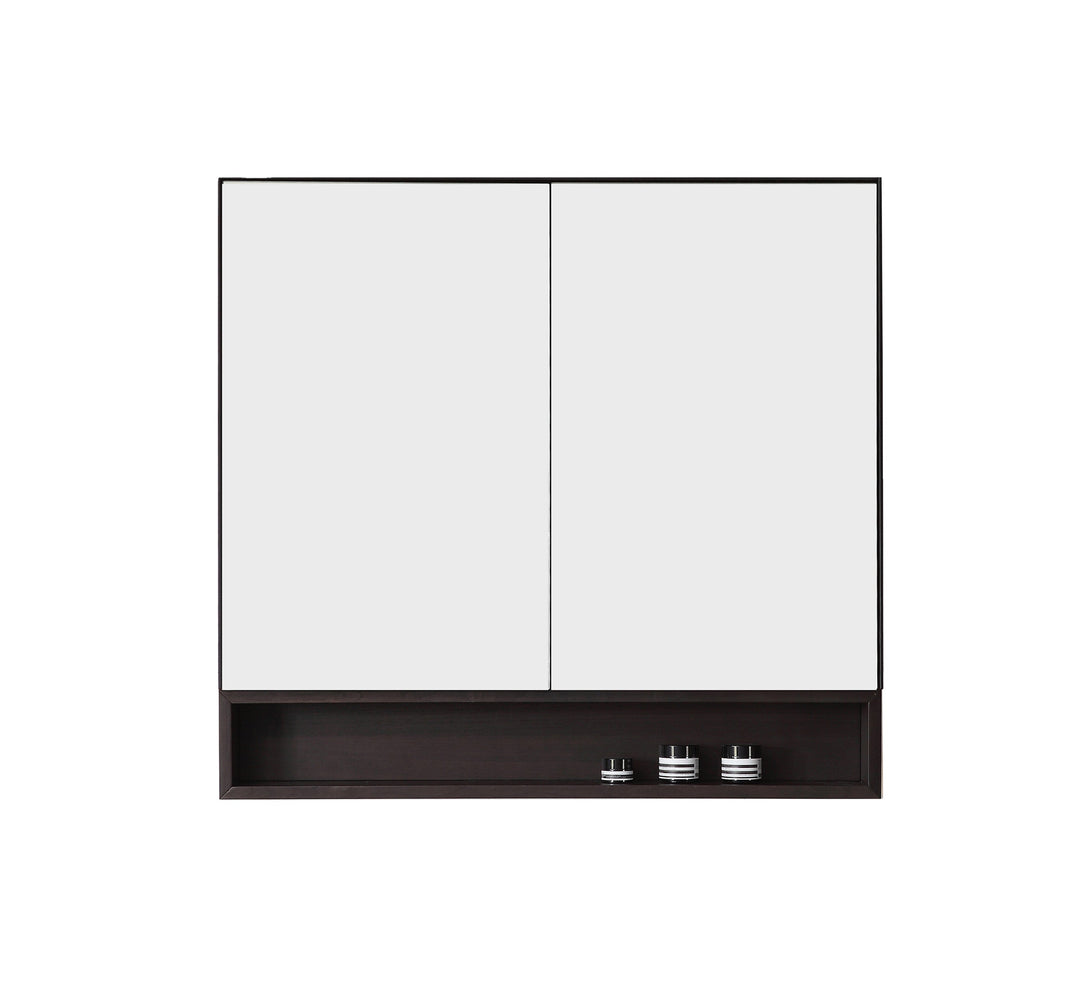 Bergen 36" Medicine Cabinet in Matte Black with Dark Walnut Wood Shelf | ANVE Kitchen & Bath