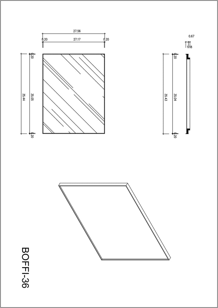 Boffi 36" Bathroom Mirror in Matte Black