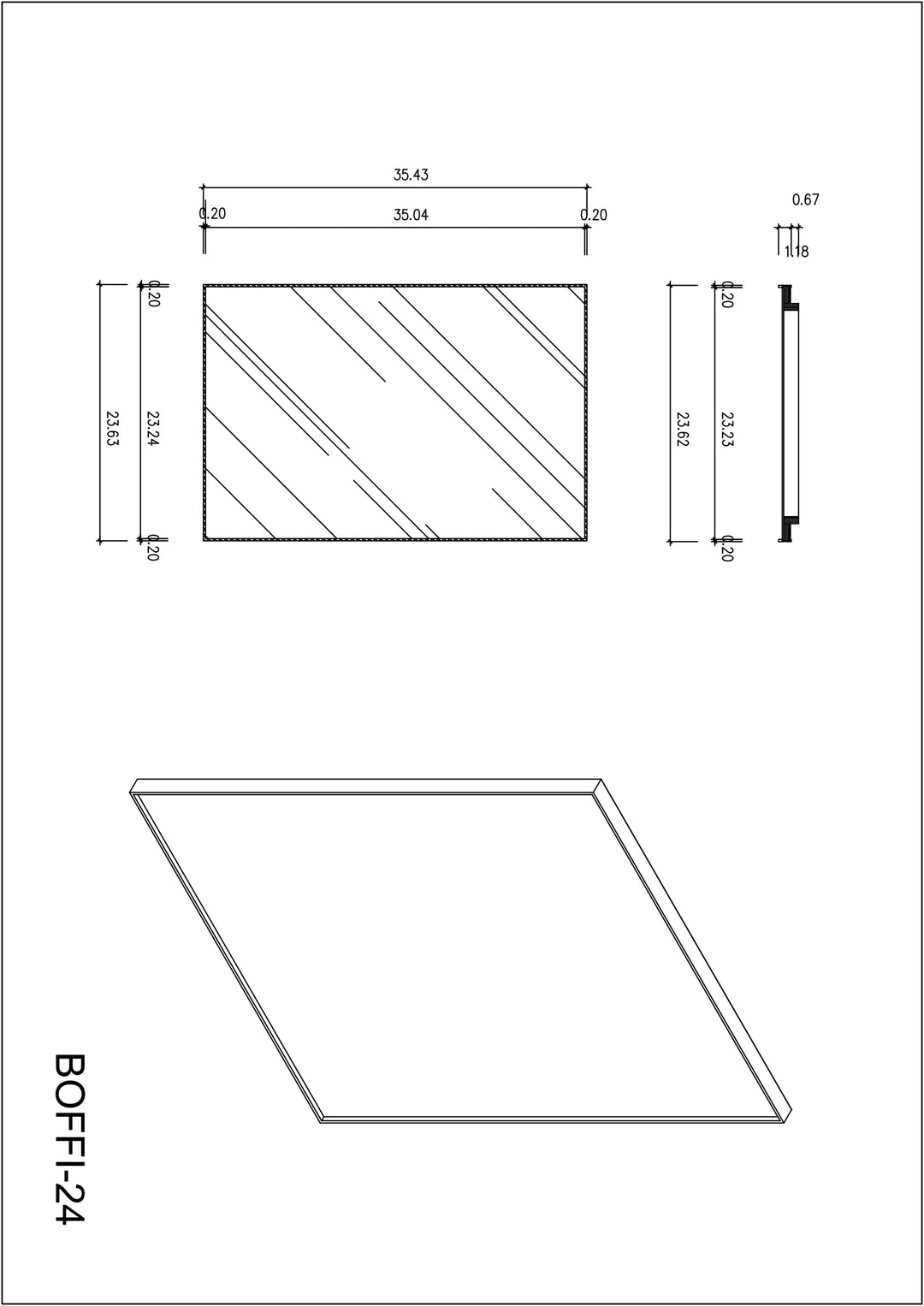 Boffi 24" Bathroom Mirror in Matte White