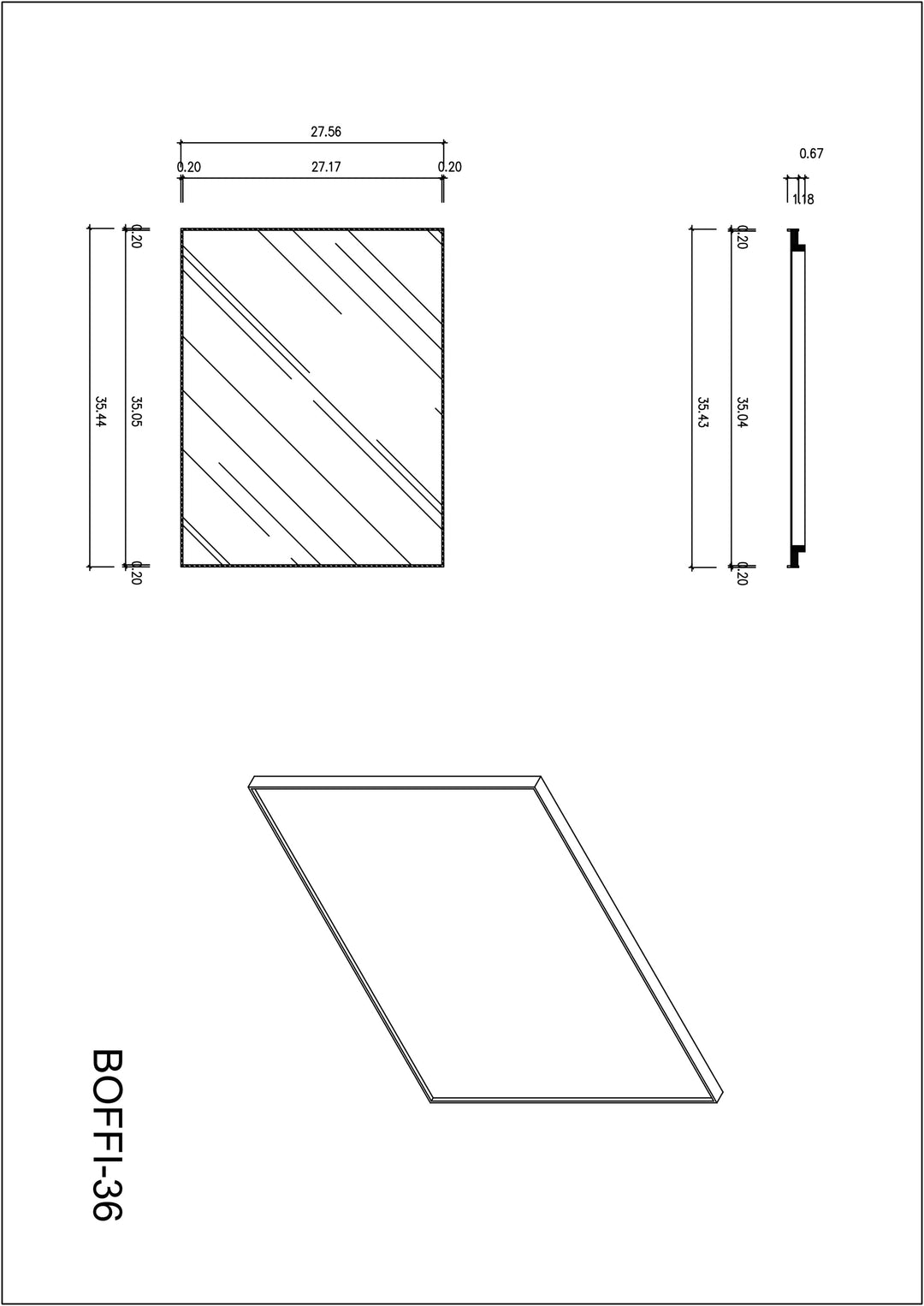 Boffi 36" Bathroom Mirror in Matte White