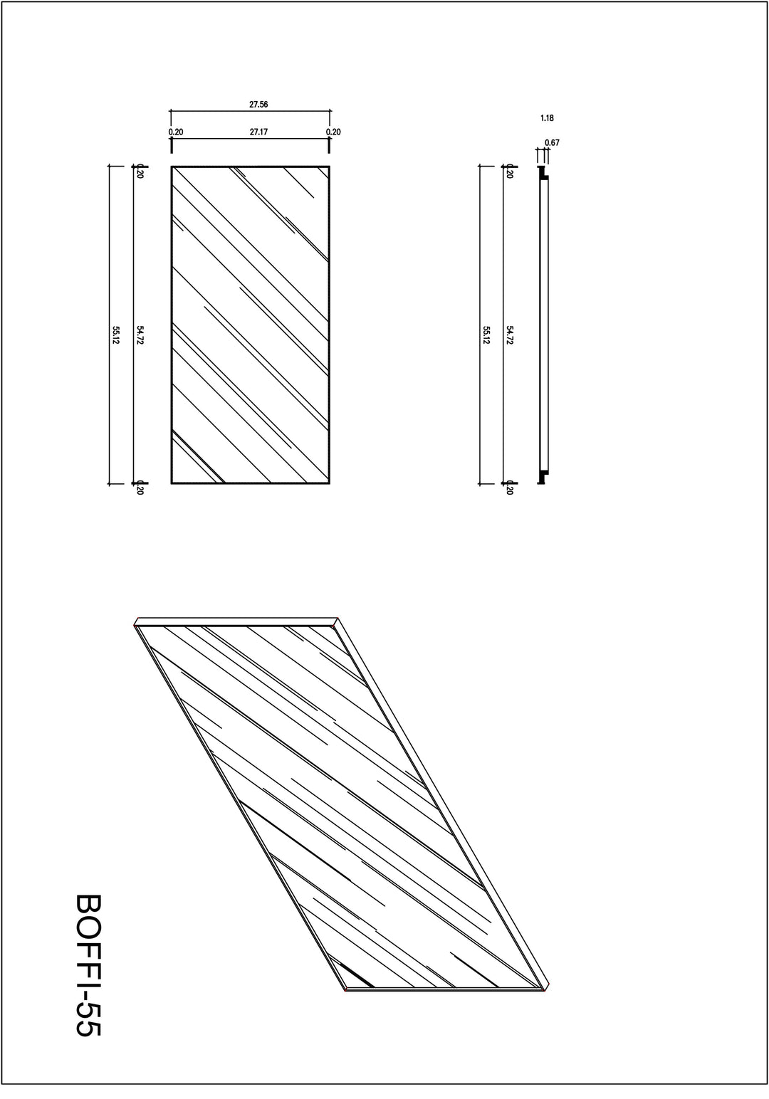 Boffi 55" Bathroom Mirror in Matte White