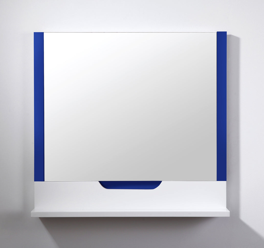Regia 35-1/2" x 33-1/2" Bathroom Mirror in Navy Blue/Matte White