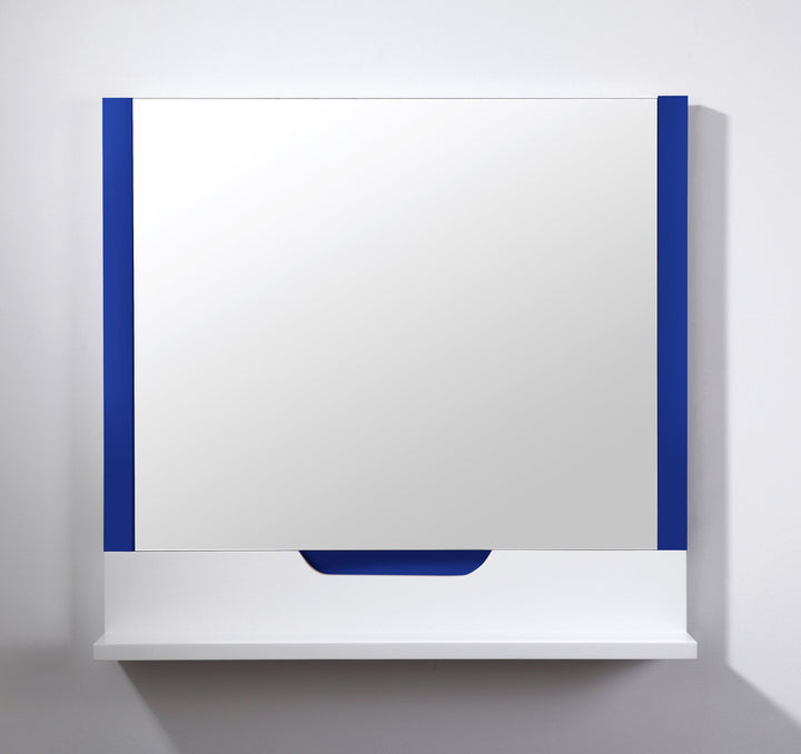Regia 35-1/2" x 33-1/2" Bathroom Mirror in Navy Blue/Matte White