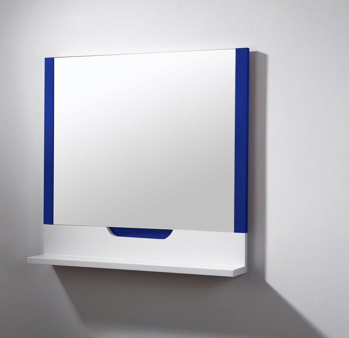 Regia 35-1/2" x 33-1/2" Bathroom Mirror in Navy Blue/Matte White