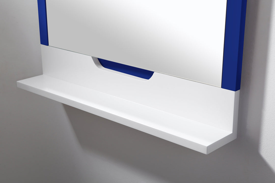 Regia 35-1/2" x 33-1/2" Bathroom Mirror in Navy Blue/Matte White