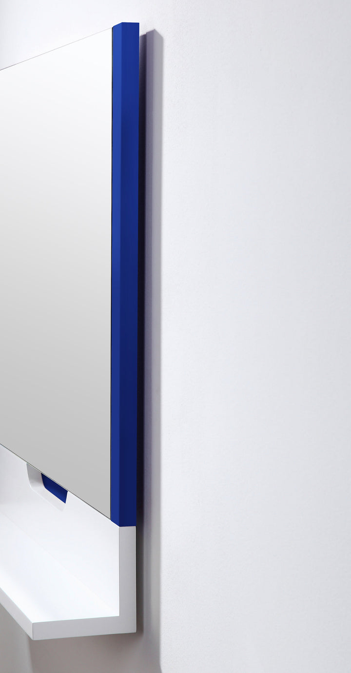 Regia 35-1/2" x 33-1/2" Bathroom Mirror in Navy Blue/Matte White