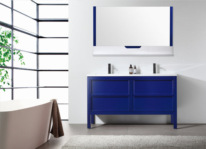 Regia 55" x 33-1/2" Bathroom Mirror in Navy Blue/Matte White