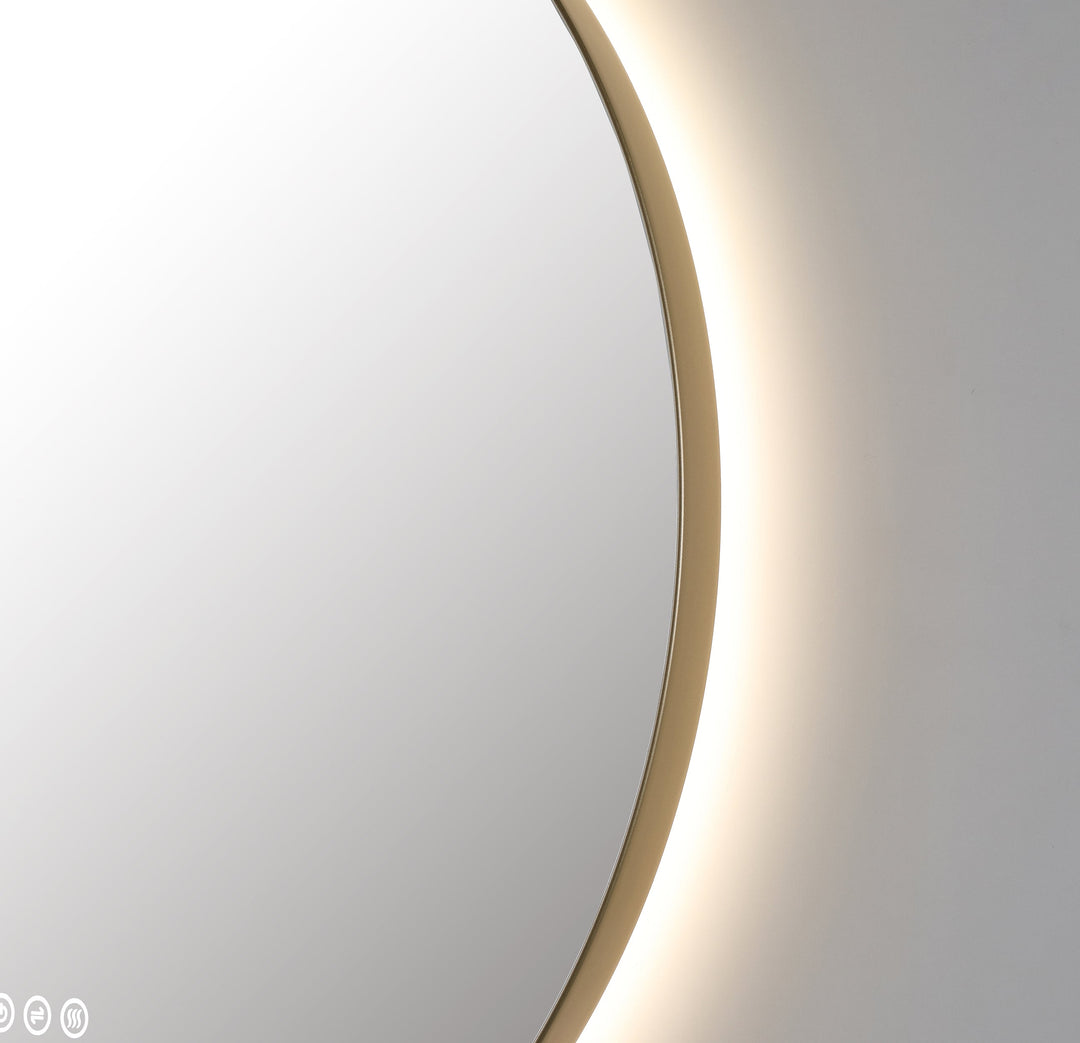 Shell 36" LED Bathroom Mirror in Dark Gold, Anti-Fog